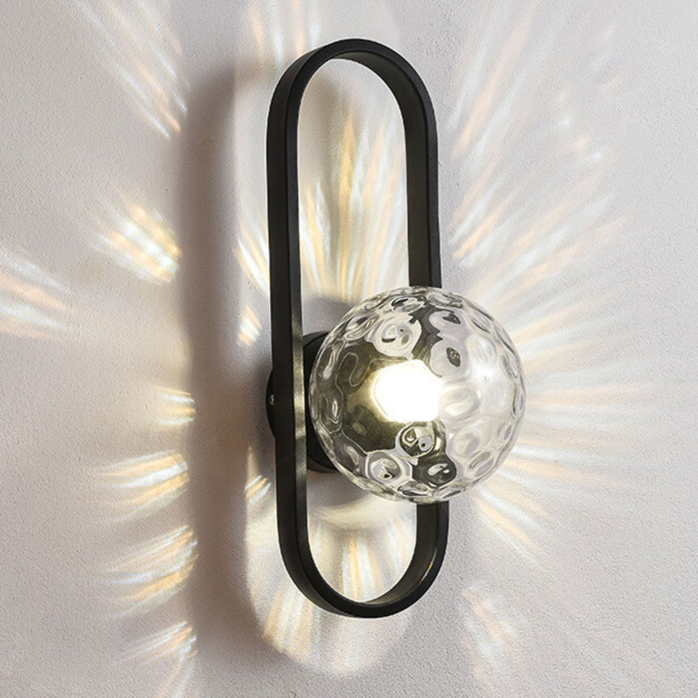 Minimalist Oval Ring Iron Glass 1-Light Wall Sconce Lamp