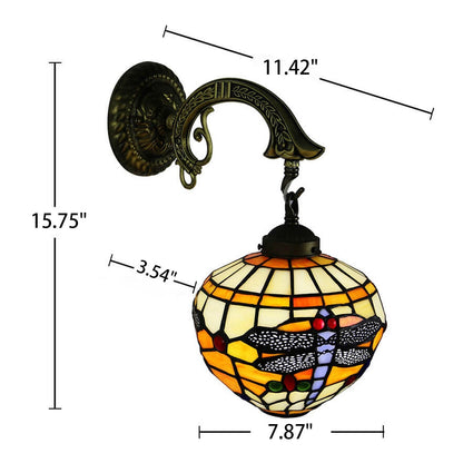 Tiffany Globe Stained Glass 1-Light Wall Sconce Lamp