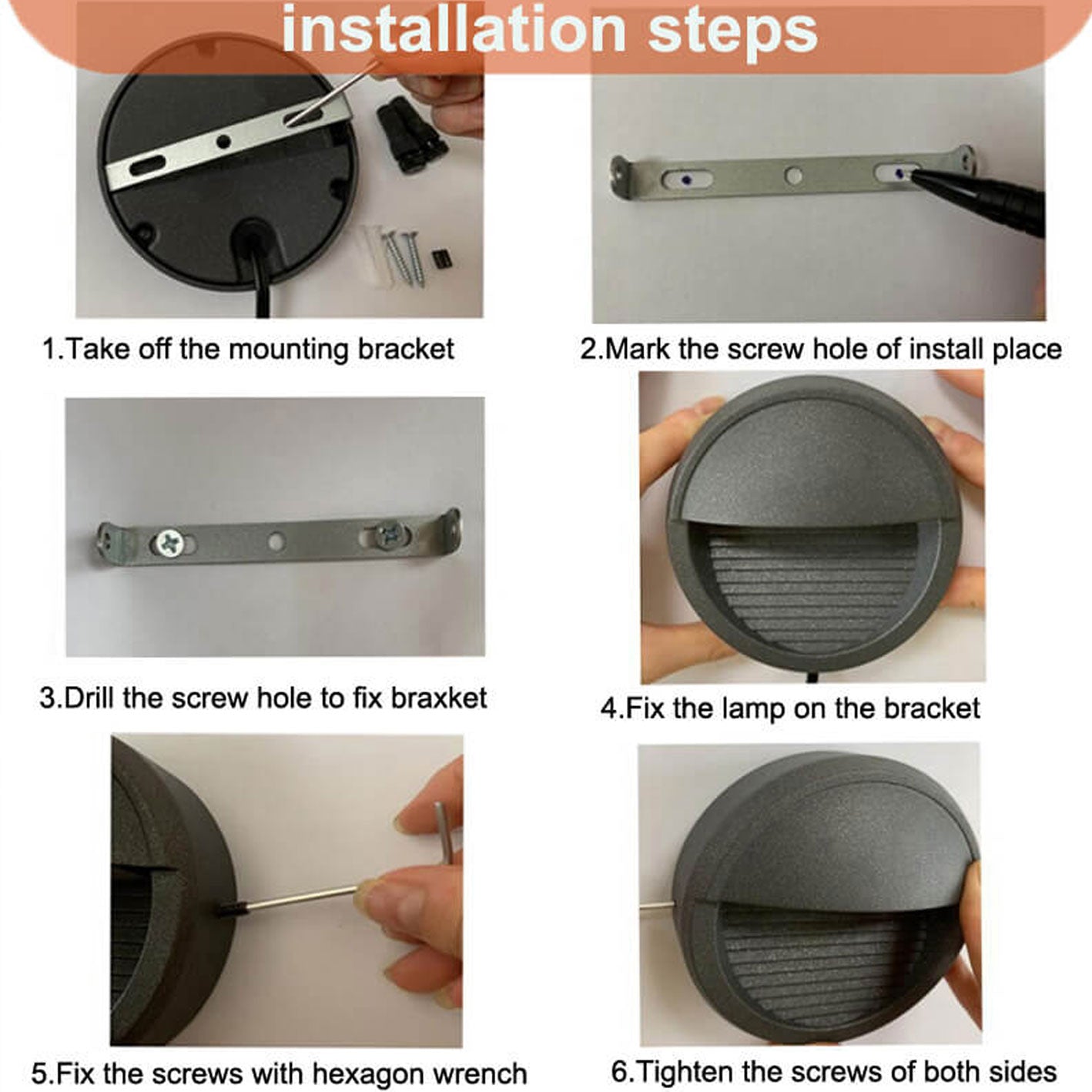 Round Aluminum LED Outdoor Stair Enclosure Step Light
