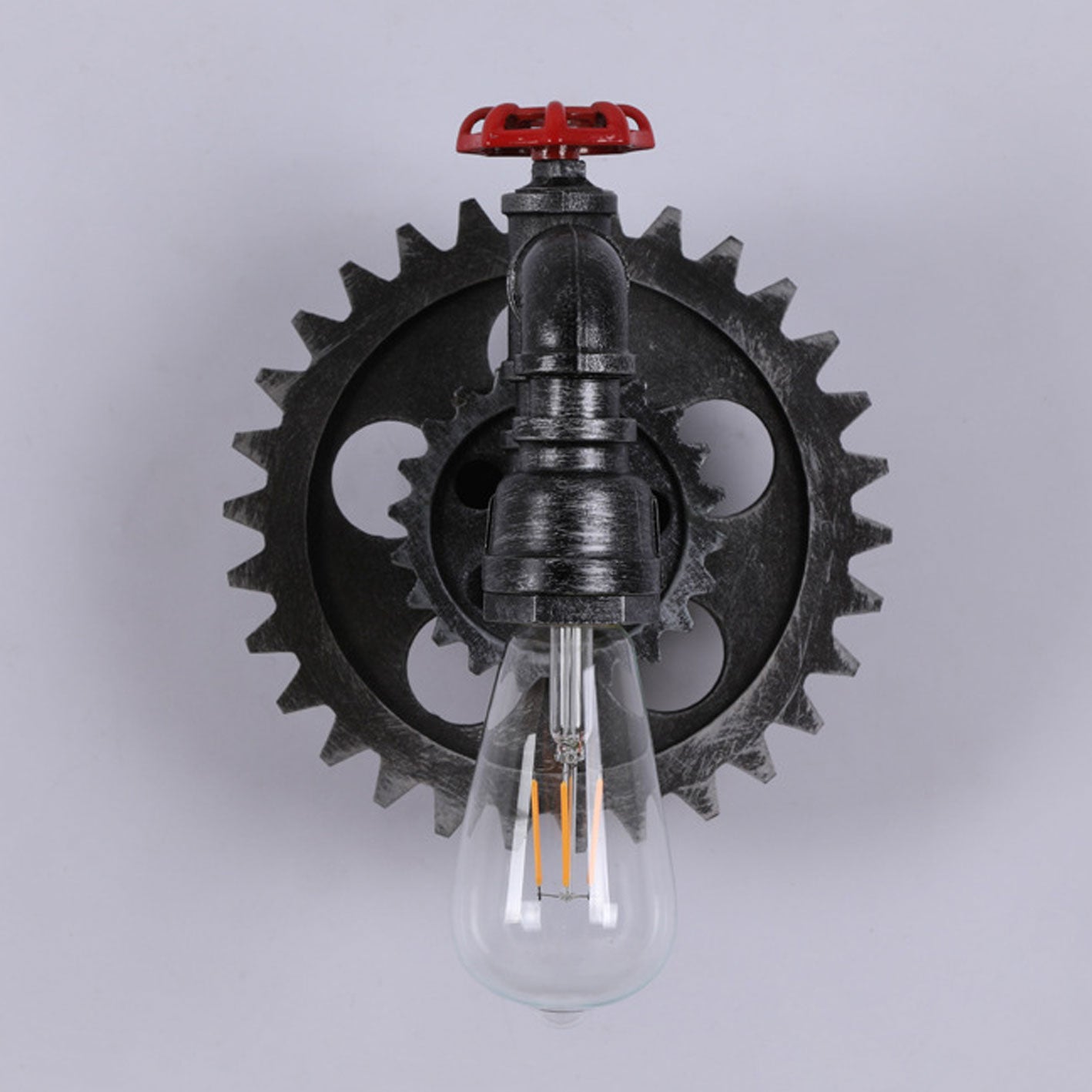 Gear-shaped Wrought Iron 1/2-Light Wall Sconce Lamp