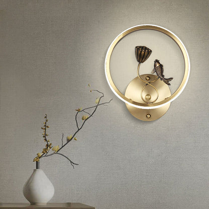 Chinese Lotus Pond Landscape Design LED Wall Sconce Lamp