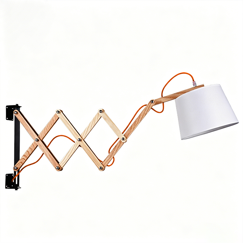 Linen Iron Retractable Rotating 1-Light Wall Sconce Lamp