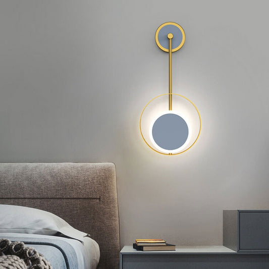Iron Circle Straight Arm LED Light Wall Sconce Lamp