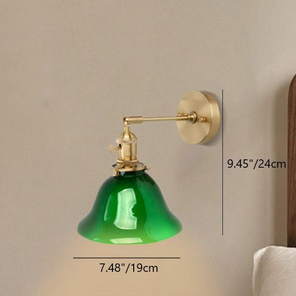 Glass Iron Copper Green Cone 1-Light Wall Sconce Lamp