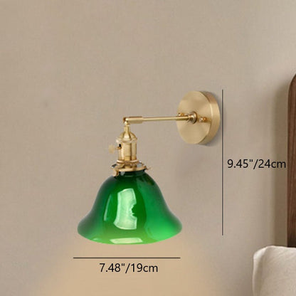 Glass Iron Copper Green Cone 1-Light Wall Sconce Lamp