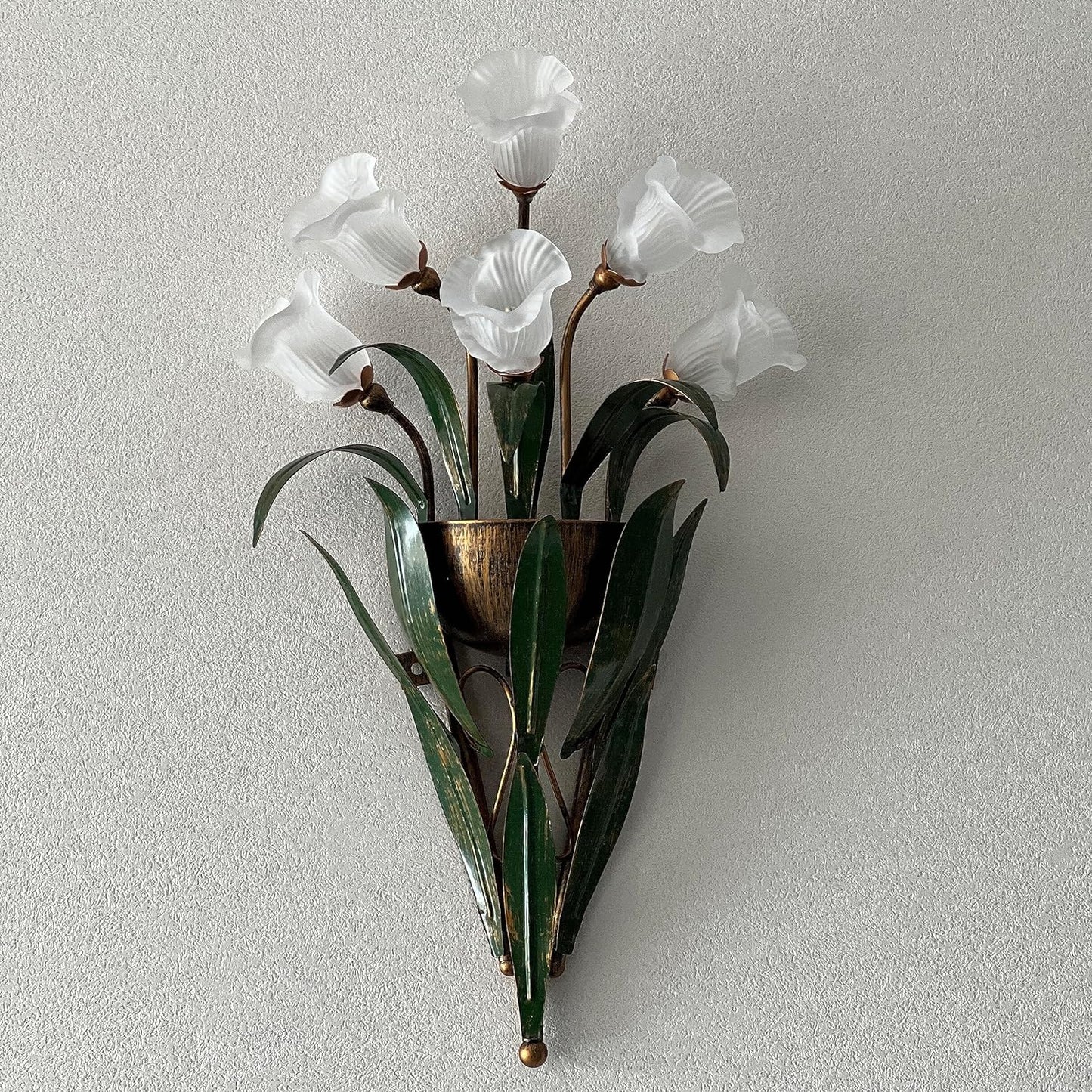 Tulip Glass Shade Iron Frame 6-Light Wall Sconce Lamp