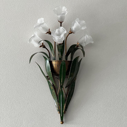 Tulip Glass Shade Iron Frame 6-Light Wall Sconce Lamp