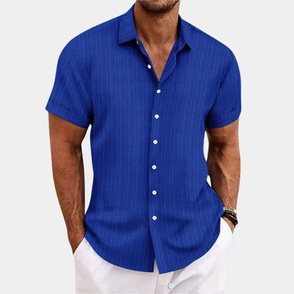 Linen Cotton Shirt with Open Stitch, Regular Fit