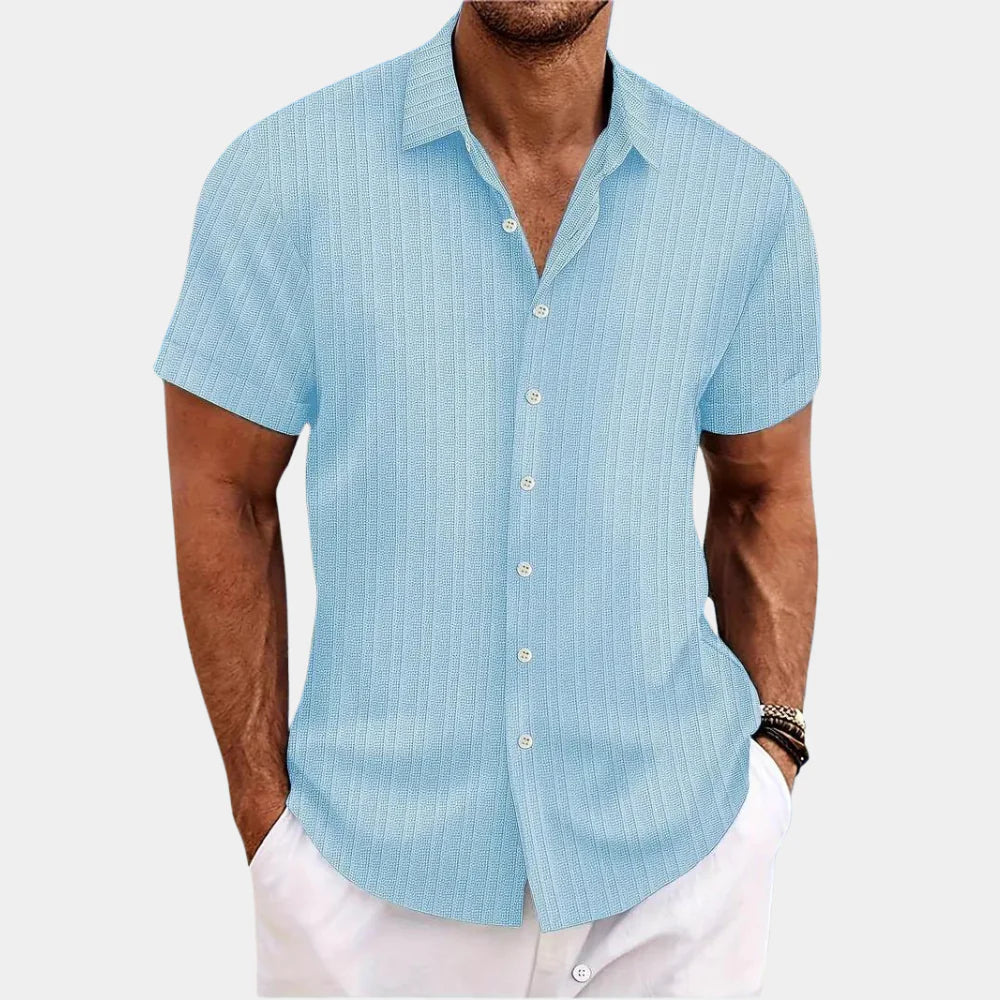 Linen Cotton Shirt with Open Stitch, Regular Fit