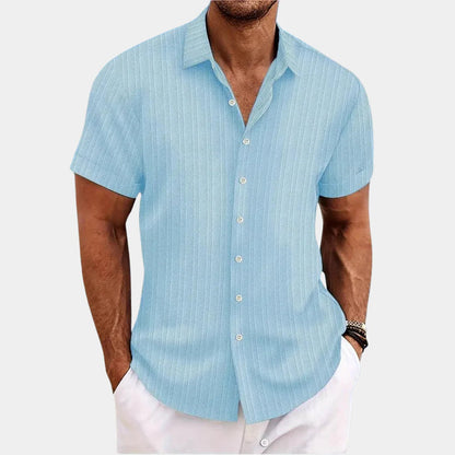 Linen Cotton Shirt with Open Stitch, Regular Fit