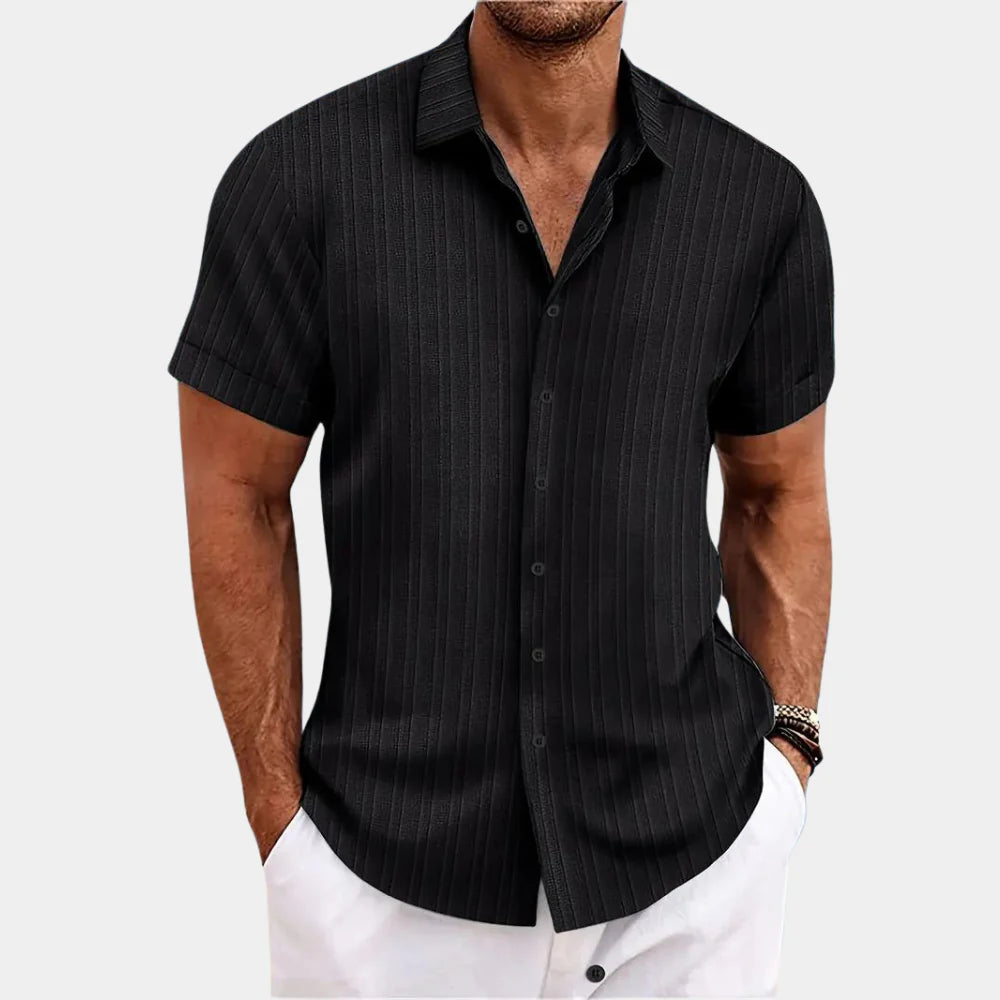 Linen Cotton Shirt with Open Stitch, Regular Fit