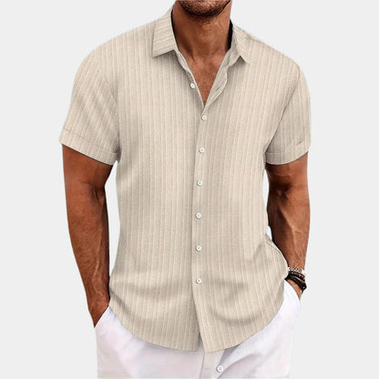 Linen Cotton Shirt with Open Stitch, Regular Fit