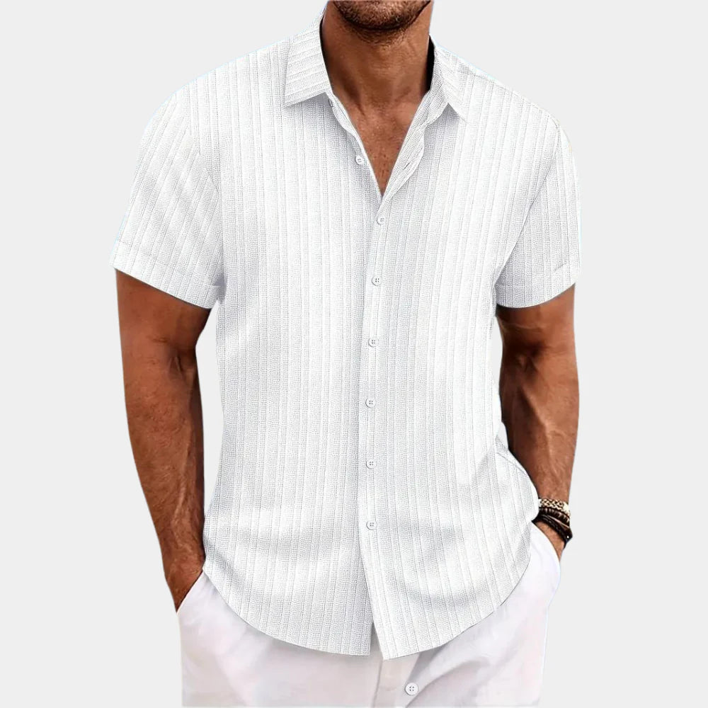 Linen Cotton Shirt with Open Stitch, Regular Fit