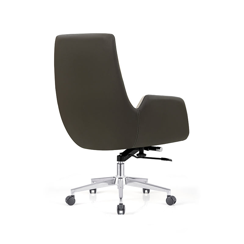Mid-Back Leather Swivel Desk Chair