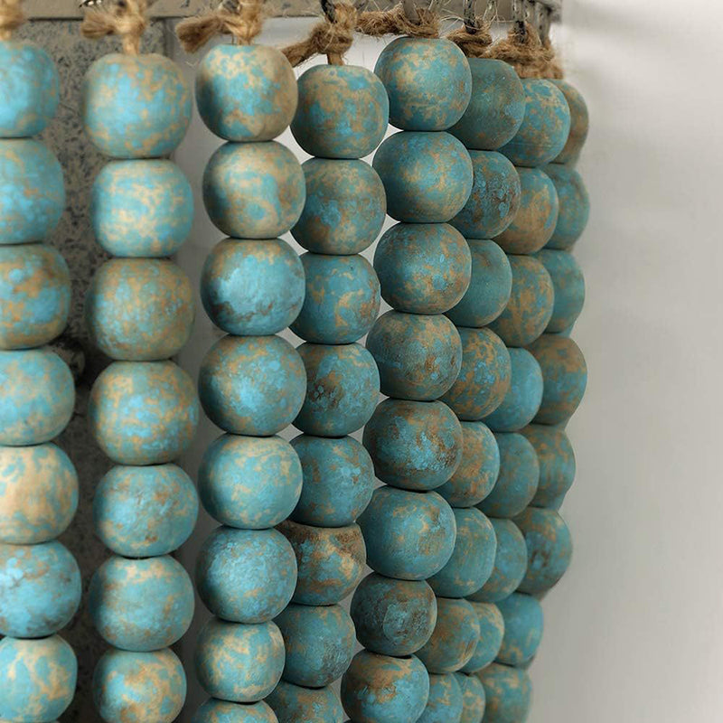 Contemporary Boho Solid Wood Iron Beaded Wall Sconce Lamp