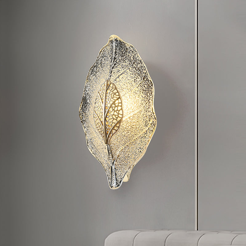 Aluminum Steel Leaf Glass 1/3/5-Light Wall Sconce Lamp