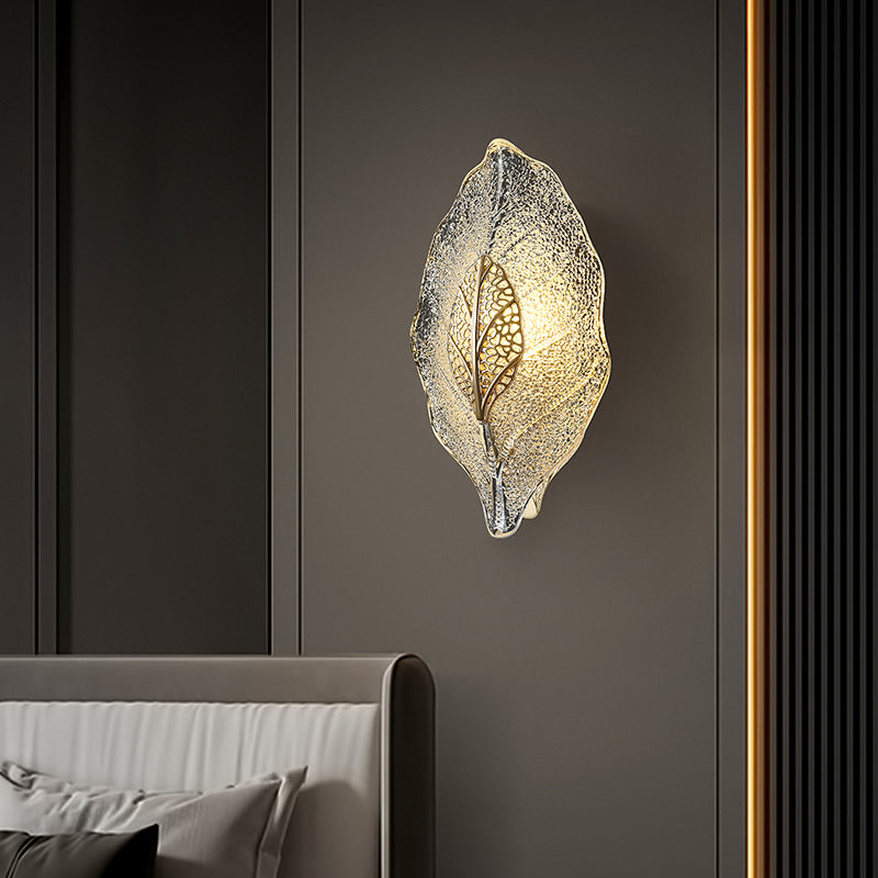 Aluminum Steel Leaf Glass 1/3/5-Light Wall Sconce Lamp