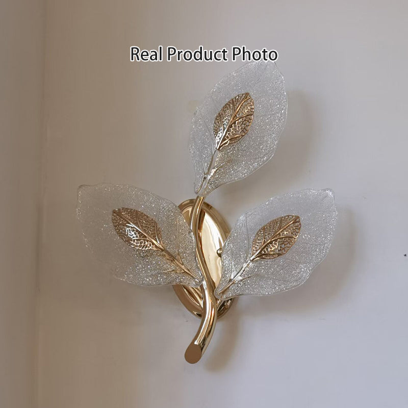 Aluminum Steel Leaf Glass 1/3/5-Light Wall Sconce Lamp