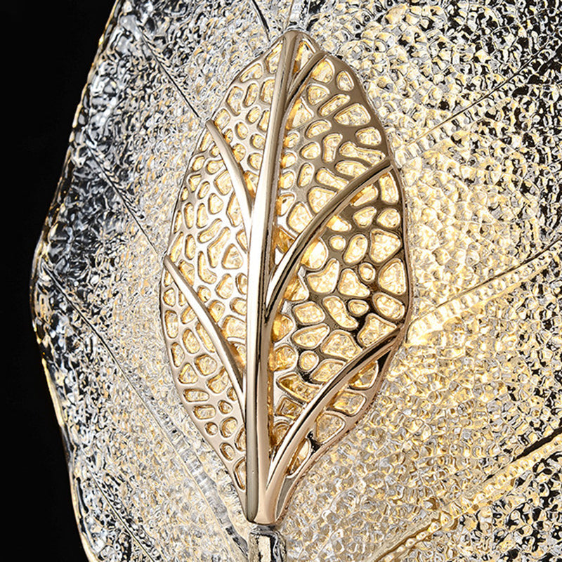Aluminum Steel Leaf Glass 1/3/5-Light Wall Sconce Lamp