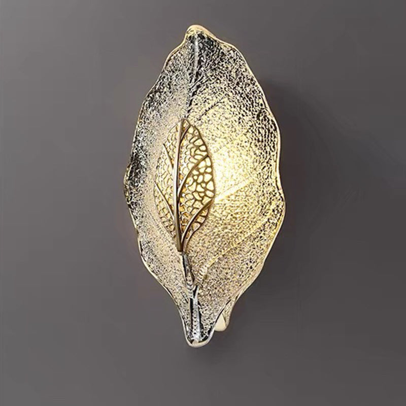 Aluminum Steel Leaf Glass 1/3/5-Light Wall Sconce Lamp