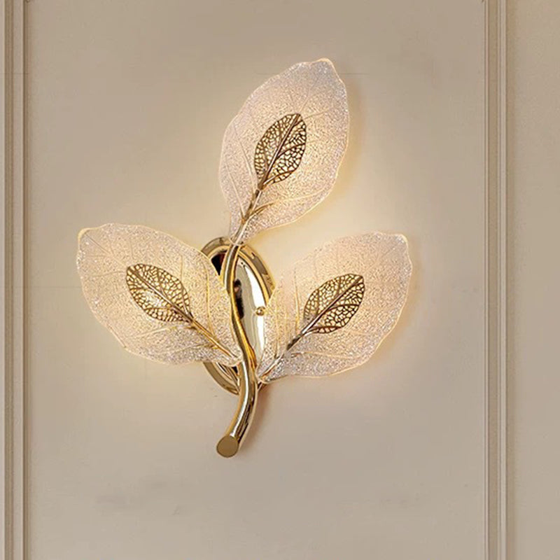 Aluminum Steel Leaf Glass 1/3/5-Light Wall Sconce Lamp