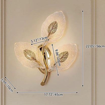 Aluminum Steel Leaf Glass 1/3/5-Light Wall Sconce Lamp