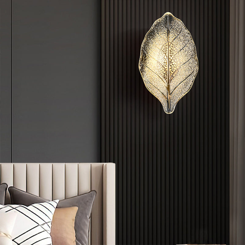 Aluminum Steel Leaf Glass 1/3/5-Light Wall Sconce Lamp