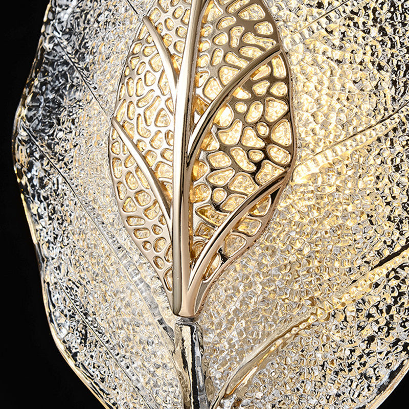 Aluminum Steel Leaf Glass 1/3/5-Light Wall Sconce Lamp