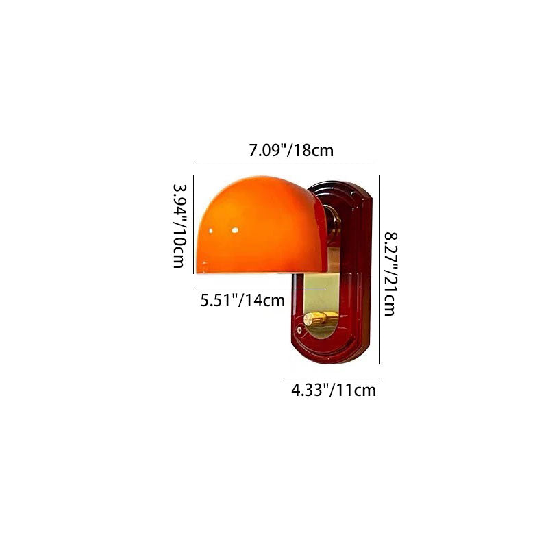 Wooden Glass Mushroom Shade 1-Light Wall Sconce Lamp