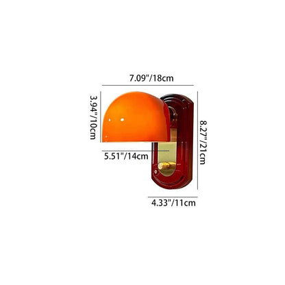 Wooden Glass Mushroom Shade 1-Light Wall Sconce Lamp