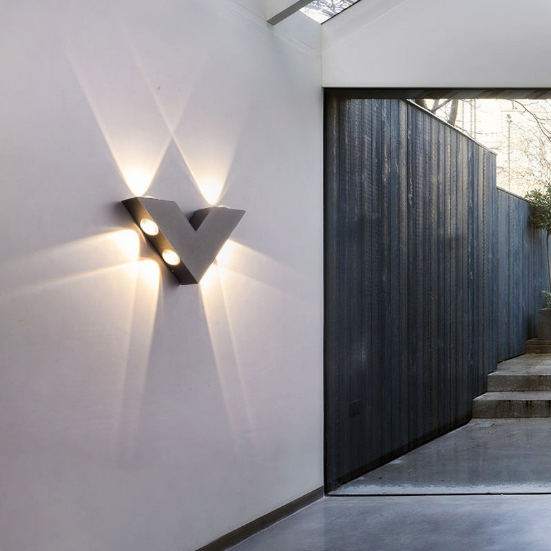 Waterproof V-Shaped Aluminum PC LED Wall Sconce Lamp