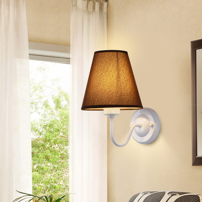 Dome Conical Iron Fabric 1-Light Wall Sconce Lamp