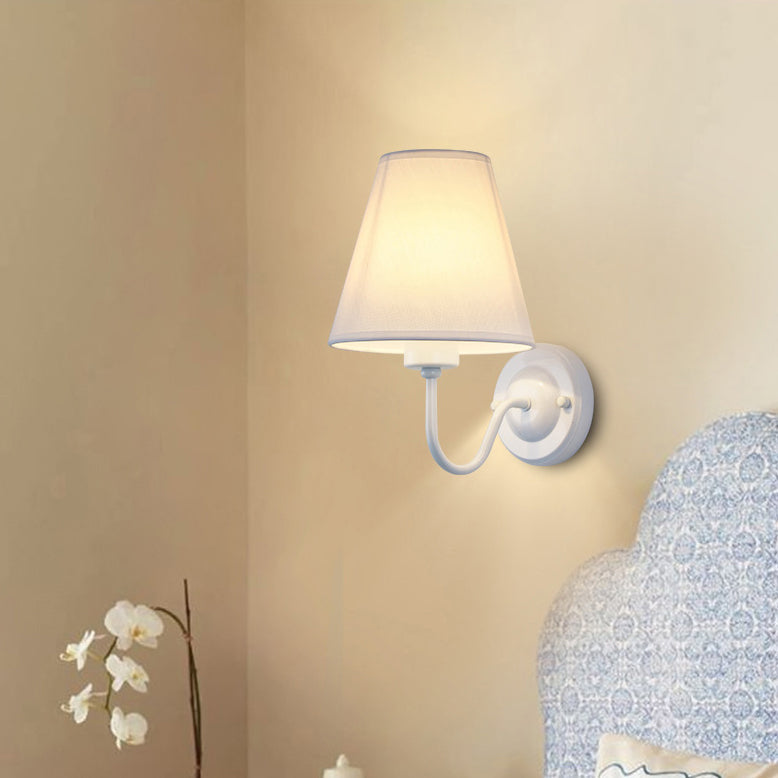 Dome Conical Iron Fabric 1-Light Wall Sconce Lamp