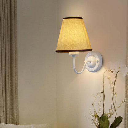 Dome Conical Iron Fabric 1-Light Wall Sconce Lamp