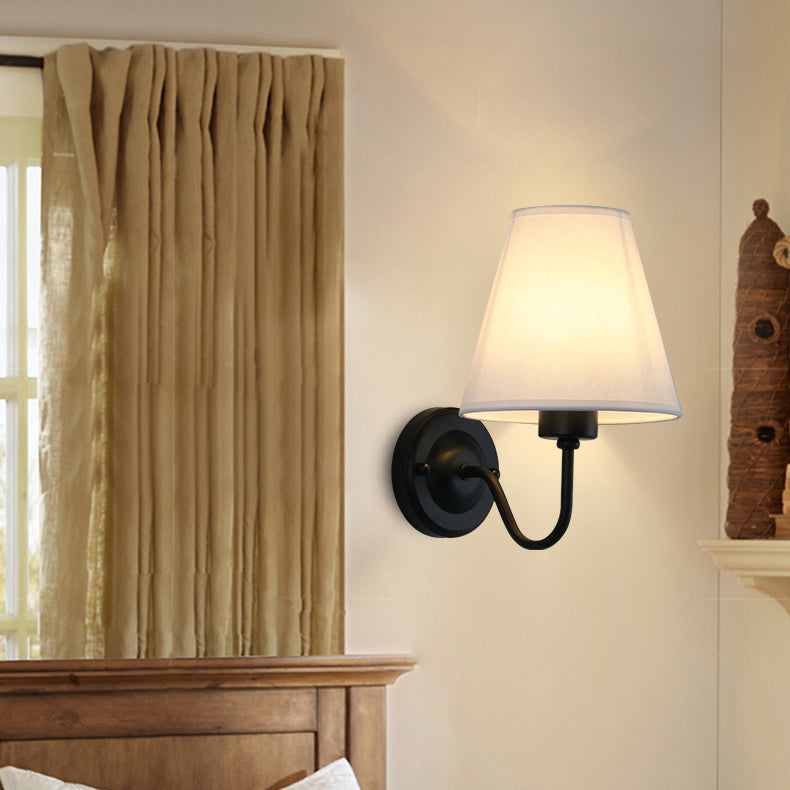 Dome Conical Iron Fabric 1-Light Wall Sconce Lamp
