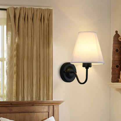 Dome Conical Iron Fabric 1-Light Wall Sconce Lamp