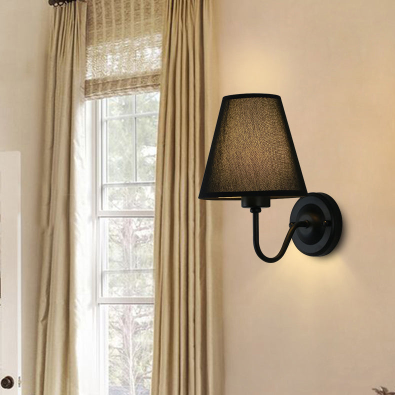 Dome Conical Iron Fabric 1-Light Wall Sconce Lamp