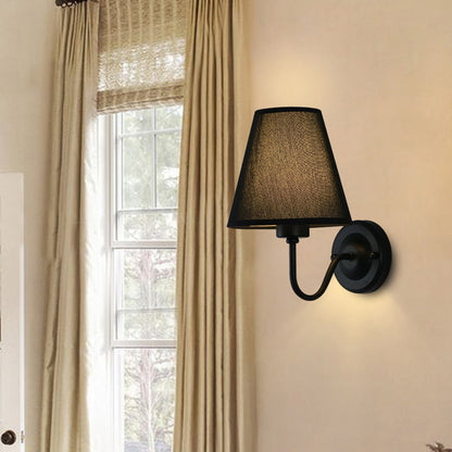 Dome Conical Iron Fabric 1-Light Wall Sconce Lamp