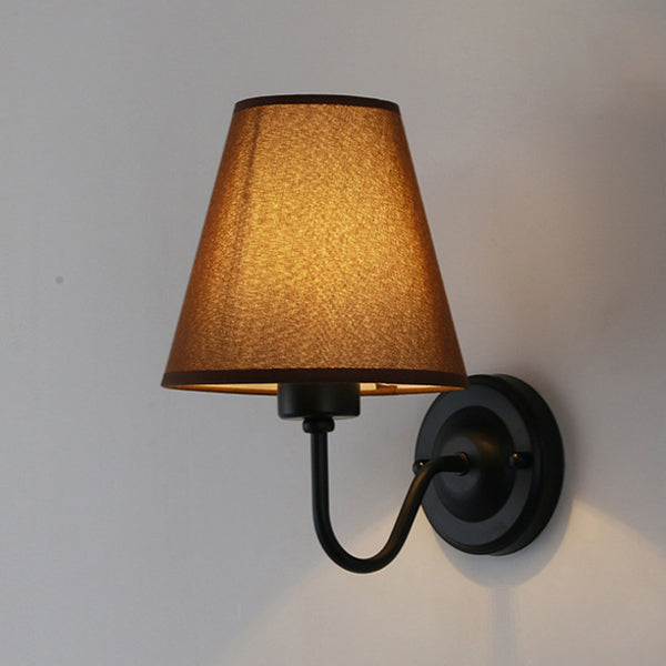 Dome Conical Iron Fabric 1-Light Wall Sconce Lamp