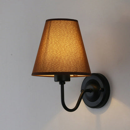 Dome Conical Iron Fabric 1-Light Wall Sconce Lamp