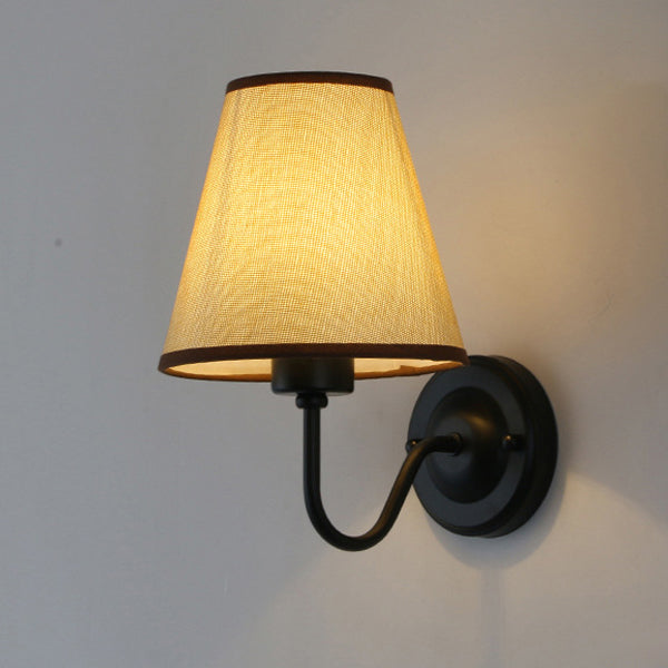 Dome Conical Iron Fabric 1-Light Wall Sconce Lamp