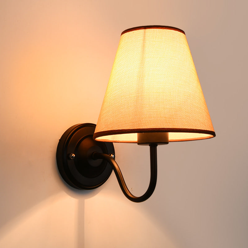 Dome Conical Iron Fabric 1-Light Wall Sconce Lamp