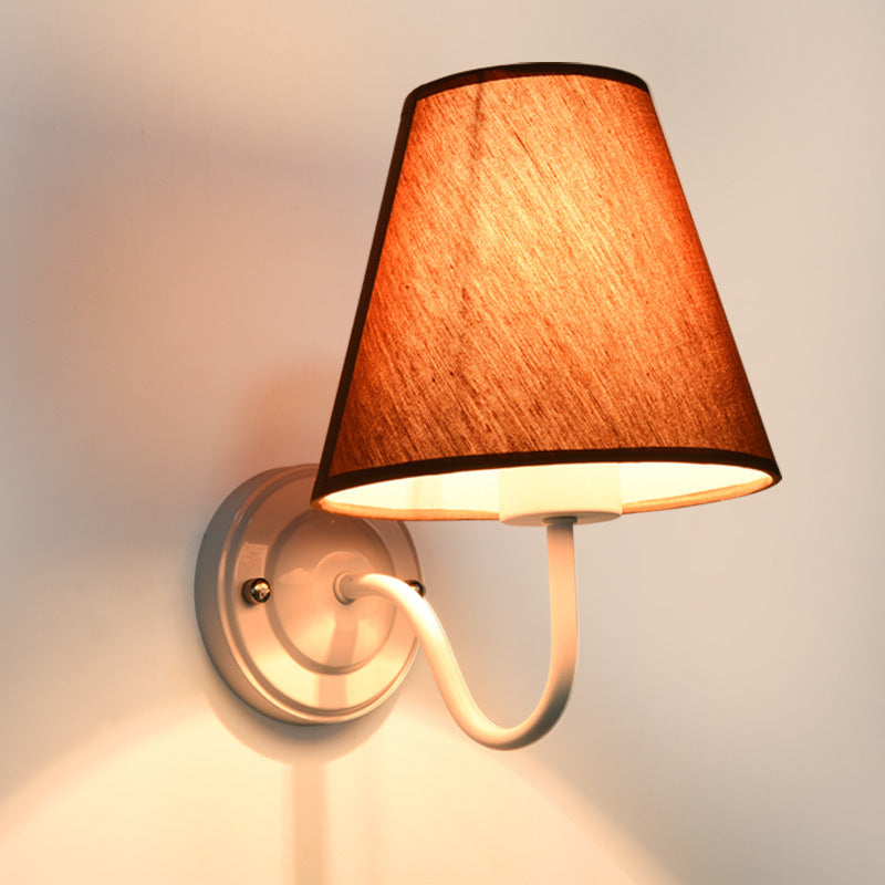 Dome Conical Iron Fabric 1-Light Wall Sconce Lamp