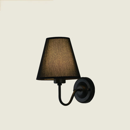 Dome Conical Iron Fabric 1-Light Wall Sconce Lamp