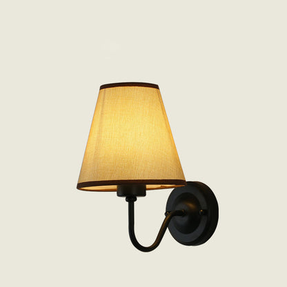 Dome Conical Iron Fabric 1-Light Wall Sconce Lamp