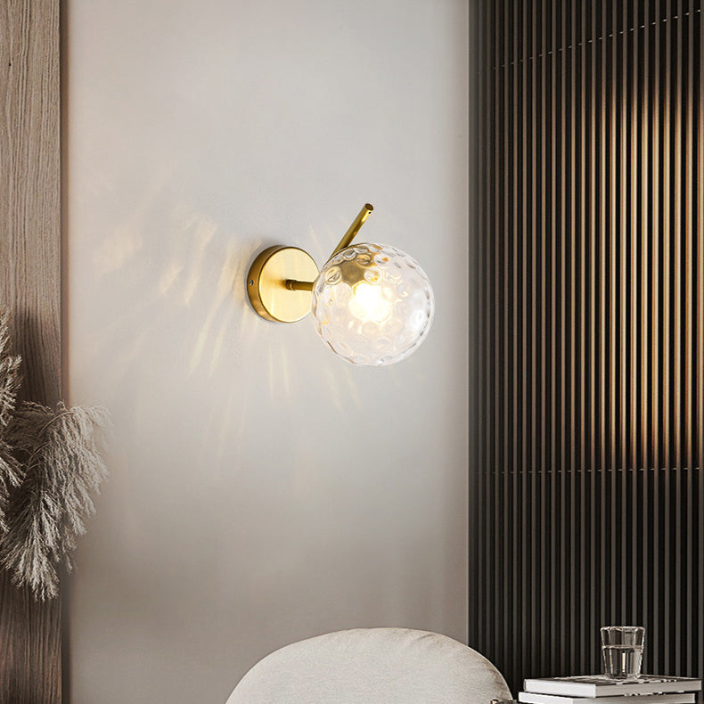 Minimalist Spherical Iron Glass 1-Light Wall Sconce Lamp