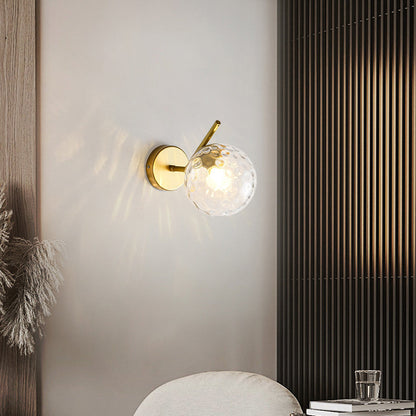 Minimalist Spherical Iron Glass 1-Light Wall Sconce Lamp