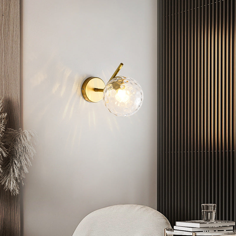 Minimalist Spherical Iron Glass 1-Light Wall Sconce Lamp