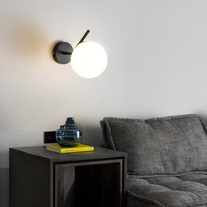 Minimalist Spherical Iron Glass 1-Light Wall Sconce Lamp