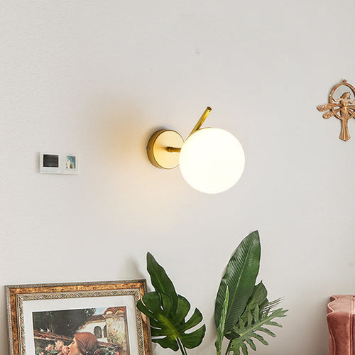 Minimalist Spherical Iron Glass 1-Light Wall Sconce Lamp